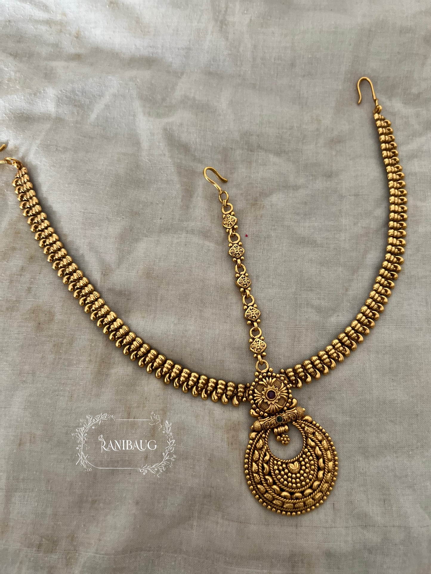Devashree Royal Gold Tone South Indian Heritage Traditional Mathapatti Jewelry By Ranibaug