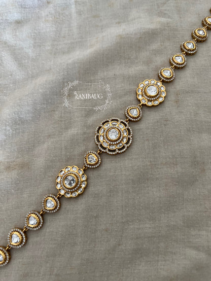 Devika Indian Hair Sheeshpatti Jewellery Kundan Studded Floral Motif In Rich Gold Finish By Ranibaug