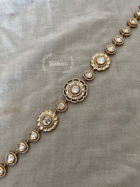 Devika Indian Hair Sheeshpatti Jewellery Kundan Studded Floral Motif In Rich Gold Finish By Ranibaug