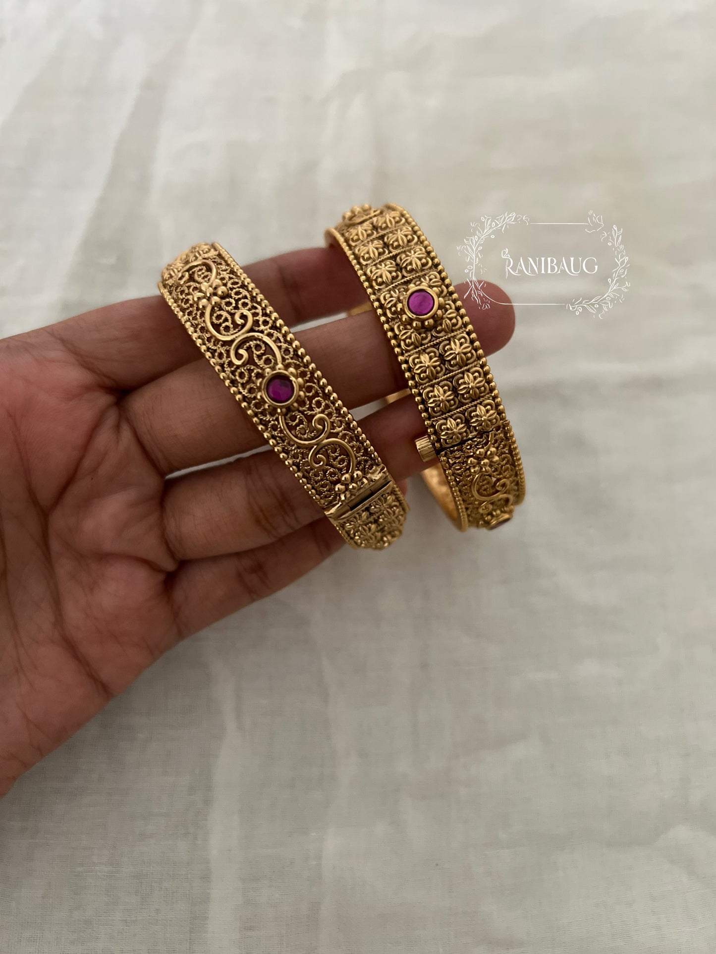 Devyani Designer Gold Finish Traditional Heritage Bangle By Ranibaug