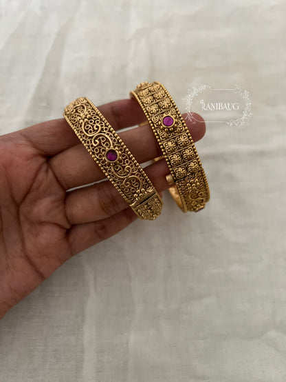 Devyani Designer Gold Finish Traditional Heritage Bangle By Ranibaug