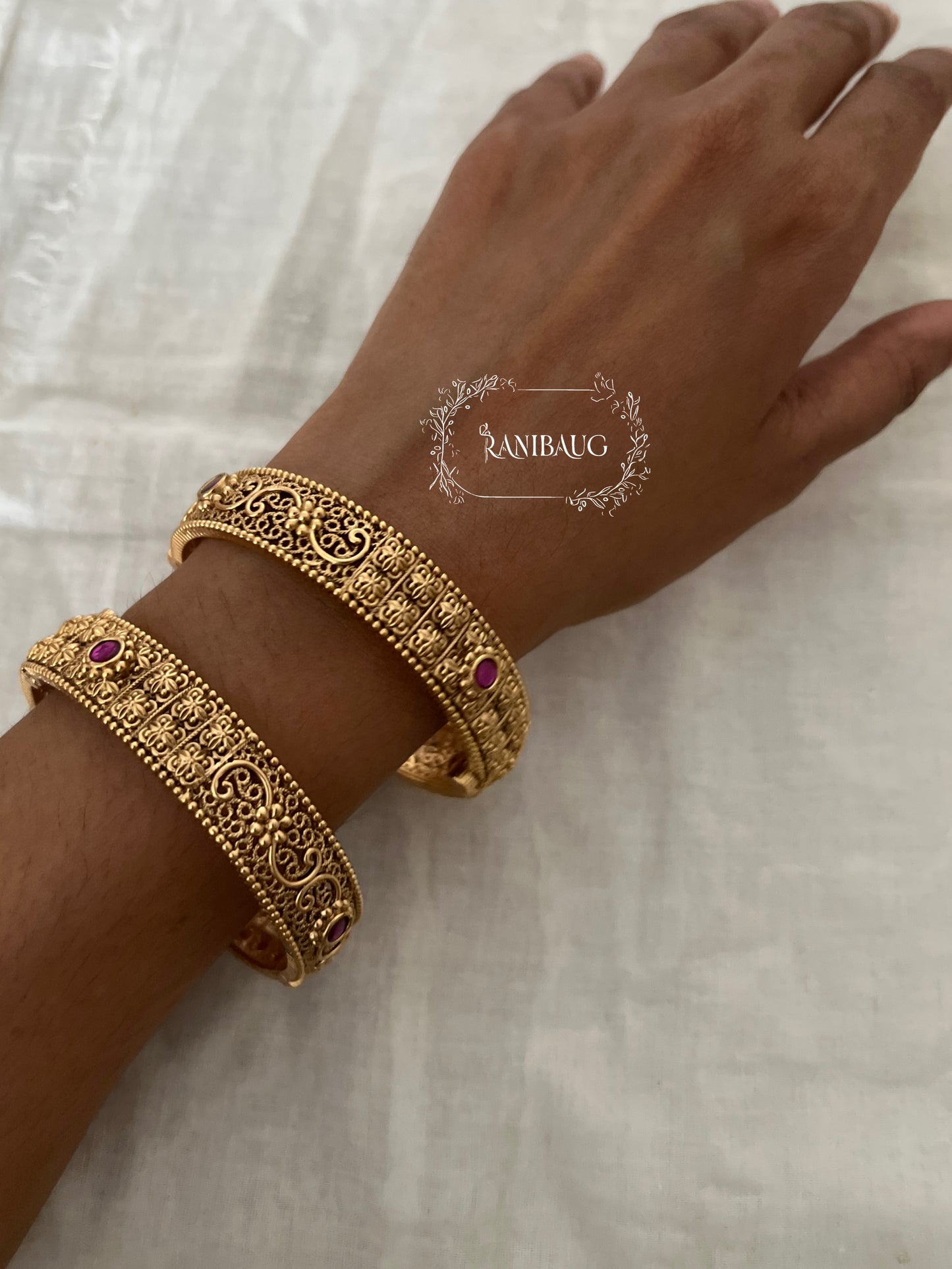 Devyani Designer Gold Finish Traditional Heritage Bangle By Ranibaug