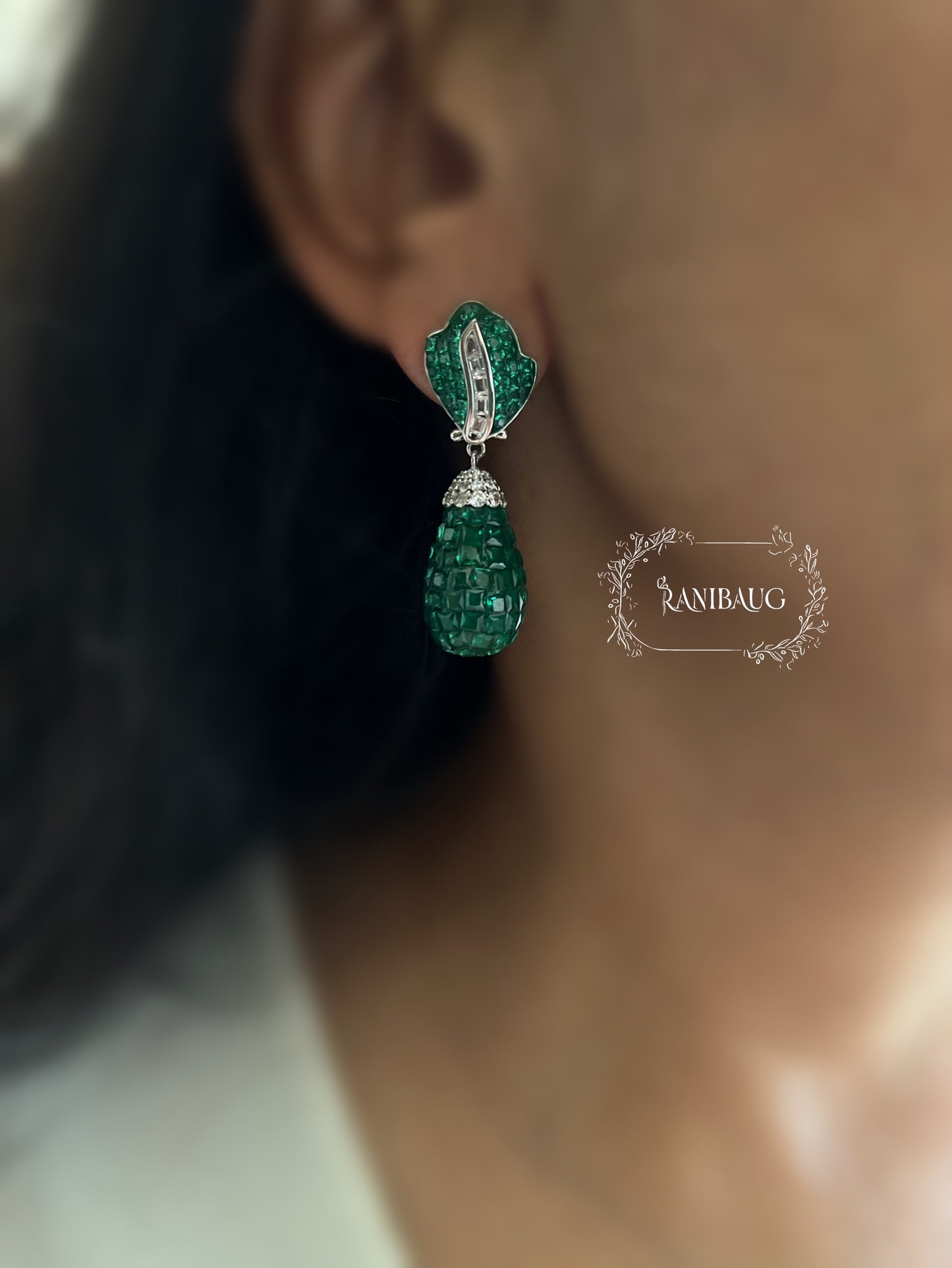 Dewdrop Designer Color Diamond Earrings By Ranibaug