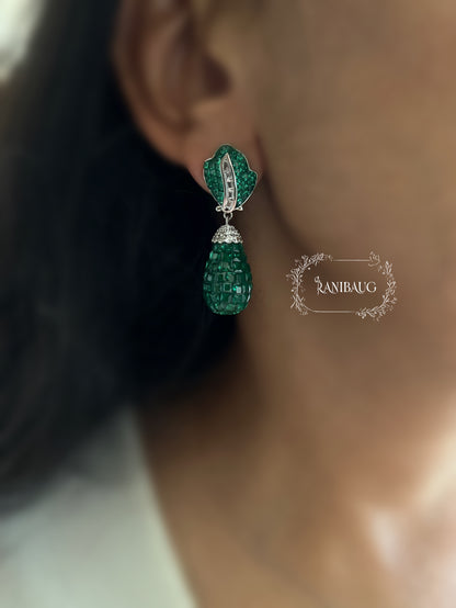 Dewdrop Designer Color Diamond Earrings By Ranibaug