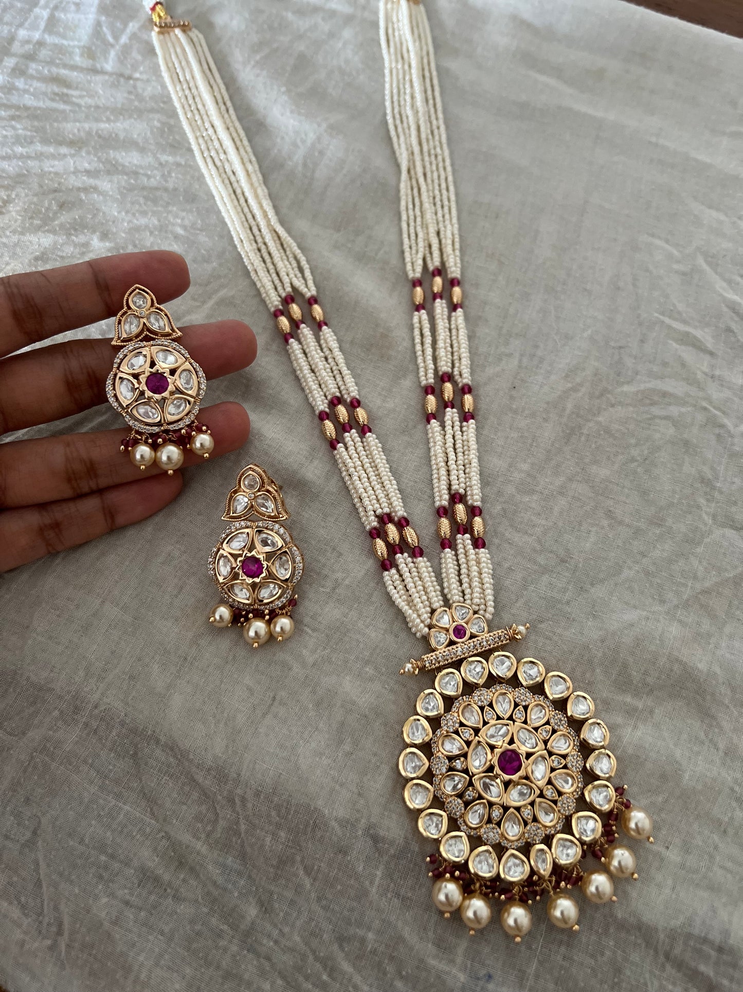 Diksha Traditional Gold Plated Polki Kundan Necklace Set For Saree By Ranibaug | Festive Jewellery Collection