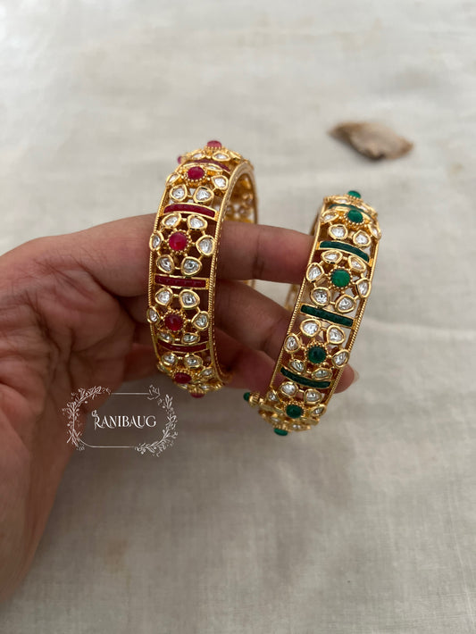 Dipshi Gold Plated Floral Motif Indian Bangles Wedding By Ranibaug