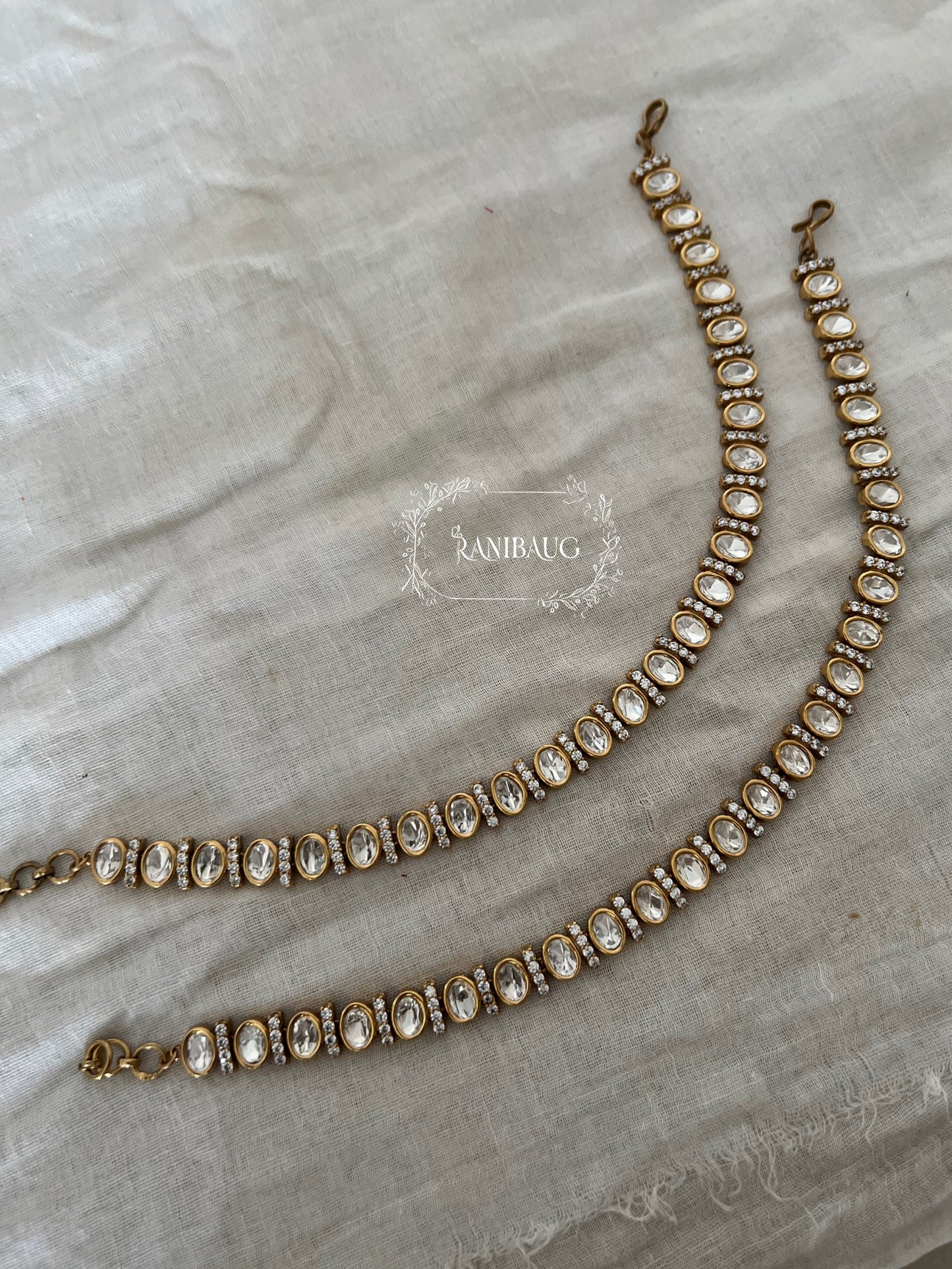 Divya Polki Kundan Oval Motif Designer Payal Jewelry By Ranibaug