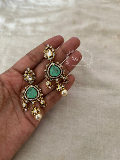 Drashti Victorian Finish Pearl And Polki Accent Wedding Earrings By Ranibaug