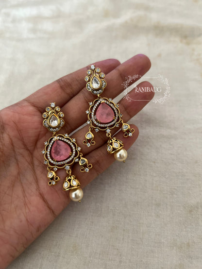 Drashti Victorian Finish Pearl And Polki Accent Wedding Earrings By Ranibaug