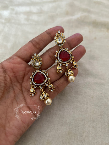Drashti Victorian Finish Pearl And Polki Accent Wedding Earrings By Ranibaug