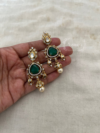 Drashti Victorian Finish Pearl And Polki Accent Wedding Earrings By Ranibaug