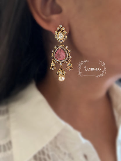 Drashti Victorian Finish Pearl And Polki Accent Wedding Earrings By Ranibaug