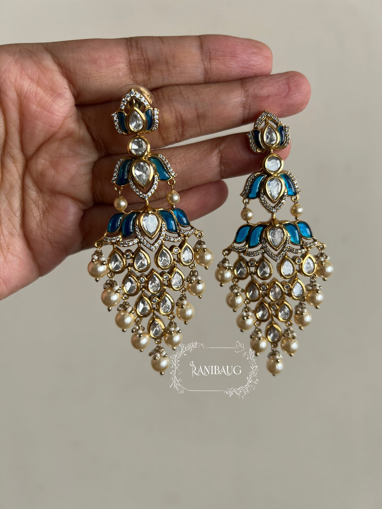 Tanishqa Lotus Shaped Gemstone Polki Danglers Festive Earrings By Ranibaug | 2026