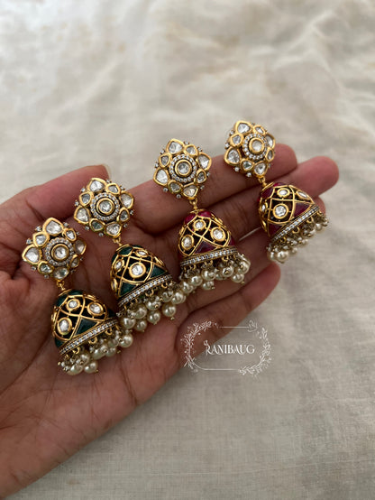 Suhani Minimal Studs Adorned Jhumka Style Earrings | Ranibaug