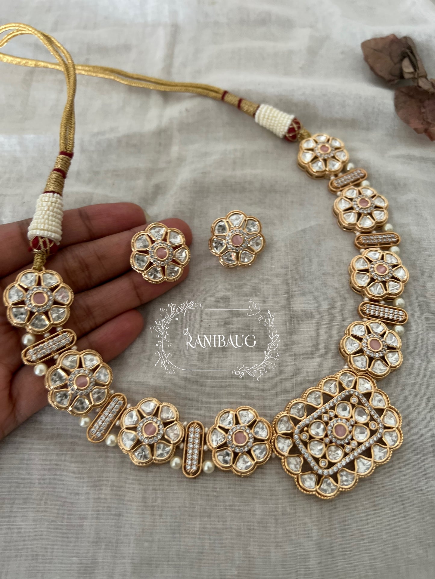 Eesha Indian Gold Plated Polki Kundan Jewellery Set By Ranibaug