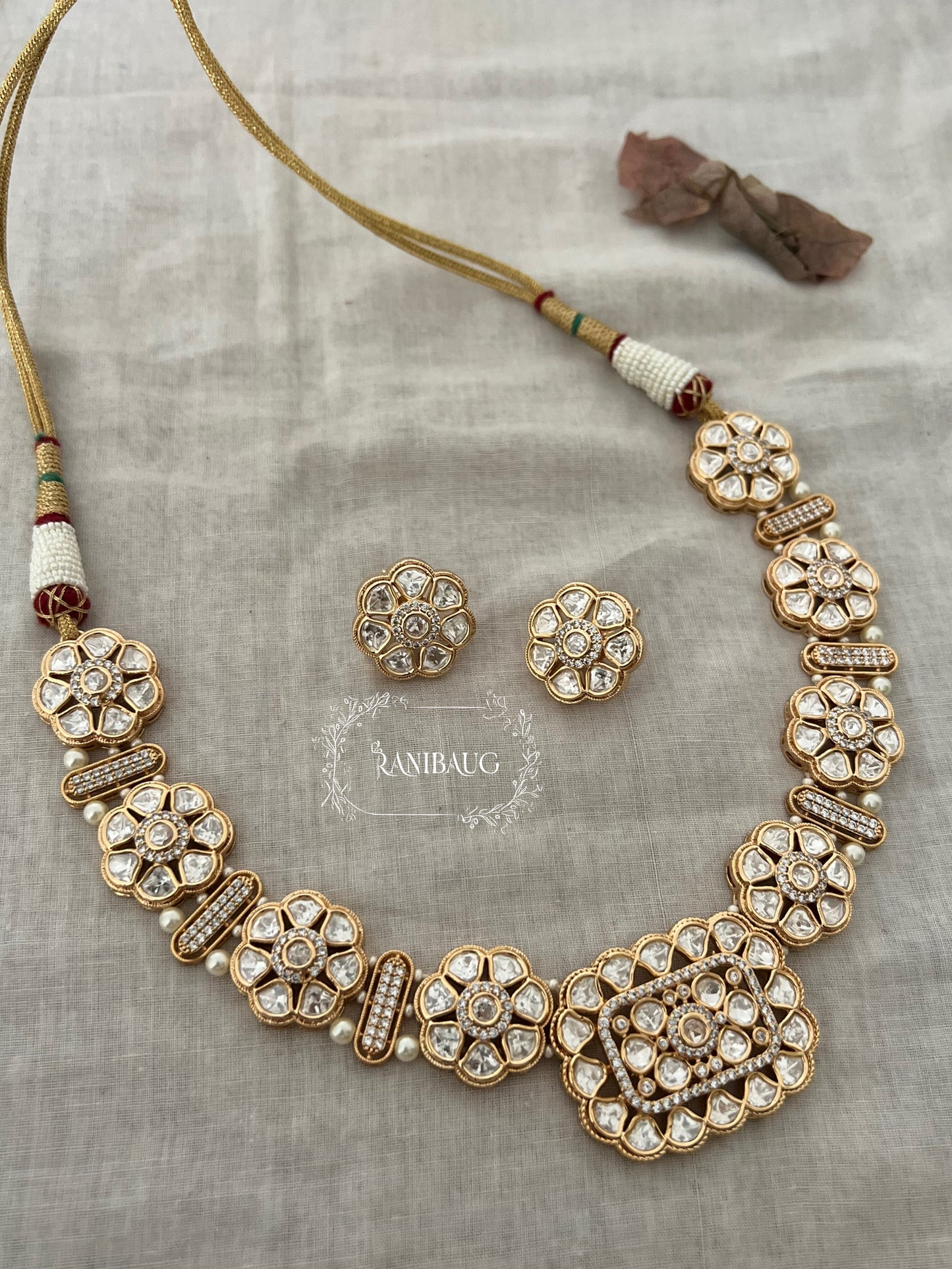 Eesha Indian Gold Plated Polki Kundan Jewellery Set By Ranibaug