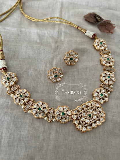 Eesha Indian Gold Plated Polki Kundan Jewellery Set By Ranibaug