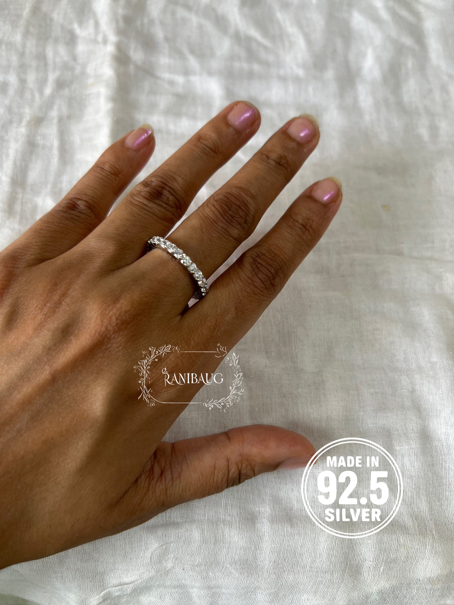 Elan Eternity Simple Zirconia 92.5 Silver Ring Jewelry By Ranibaug