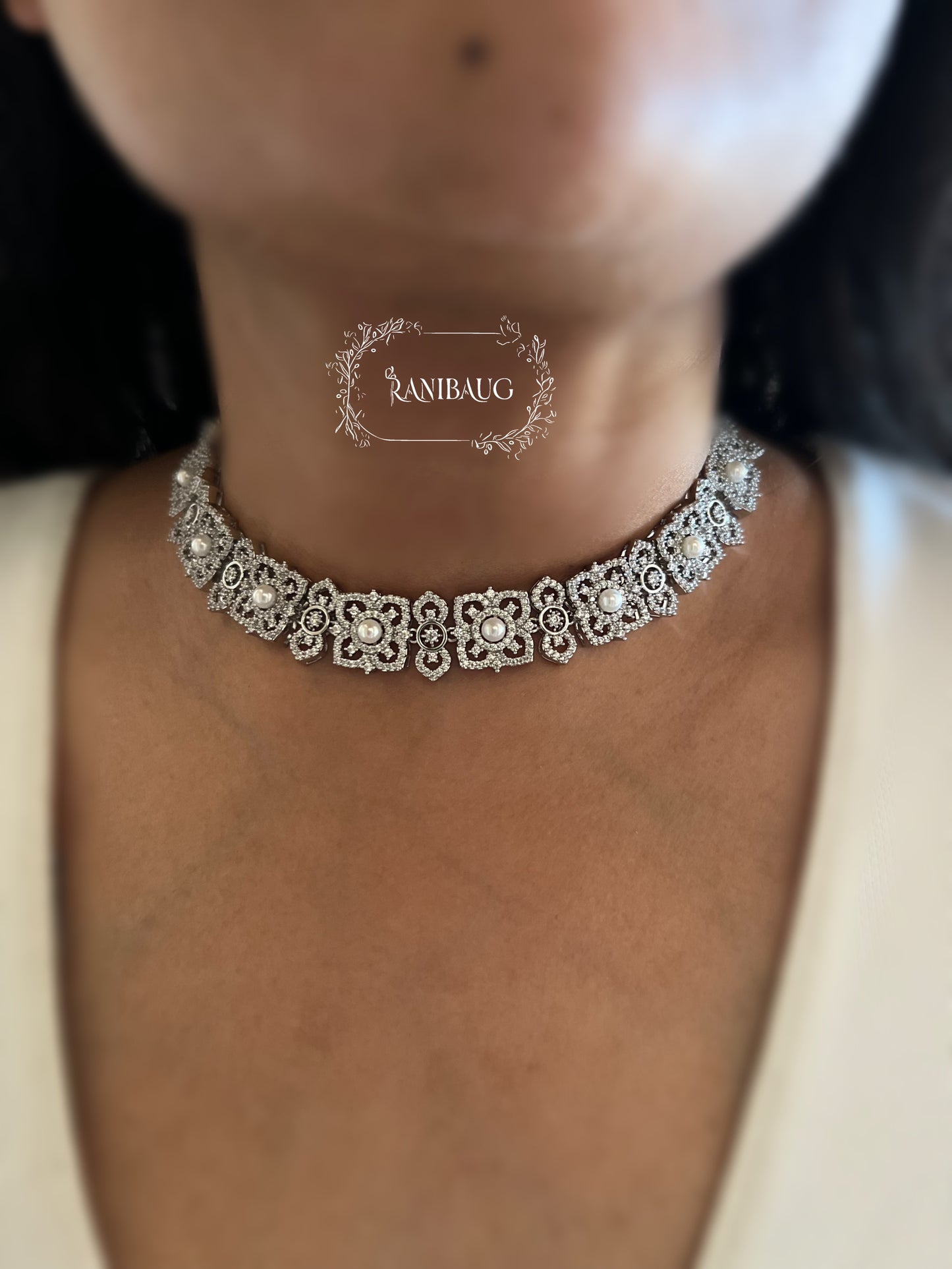 Elara Royal Intricte Diamond Choker Necklace Set By Ranibaug