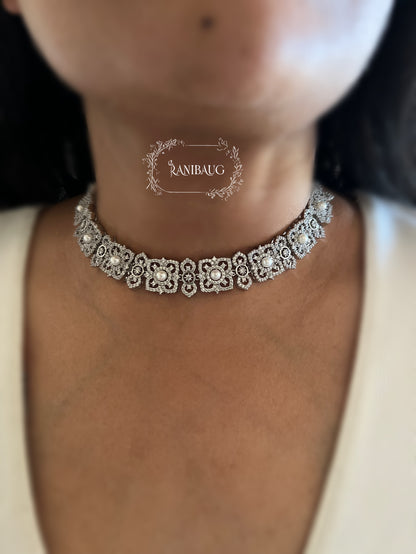 Elara Royal Intricte Diamond Choker Necklace Set By Ranibaug