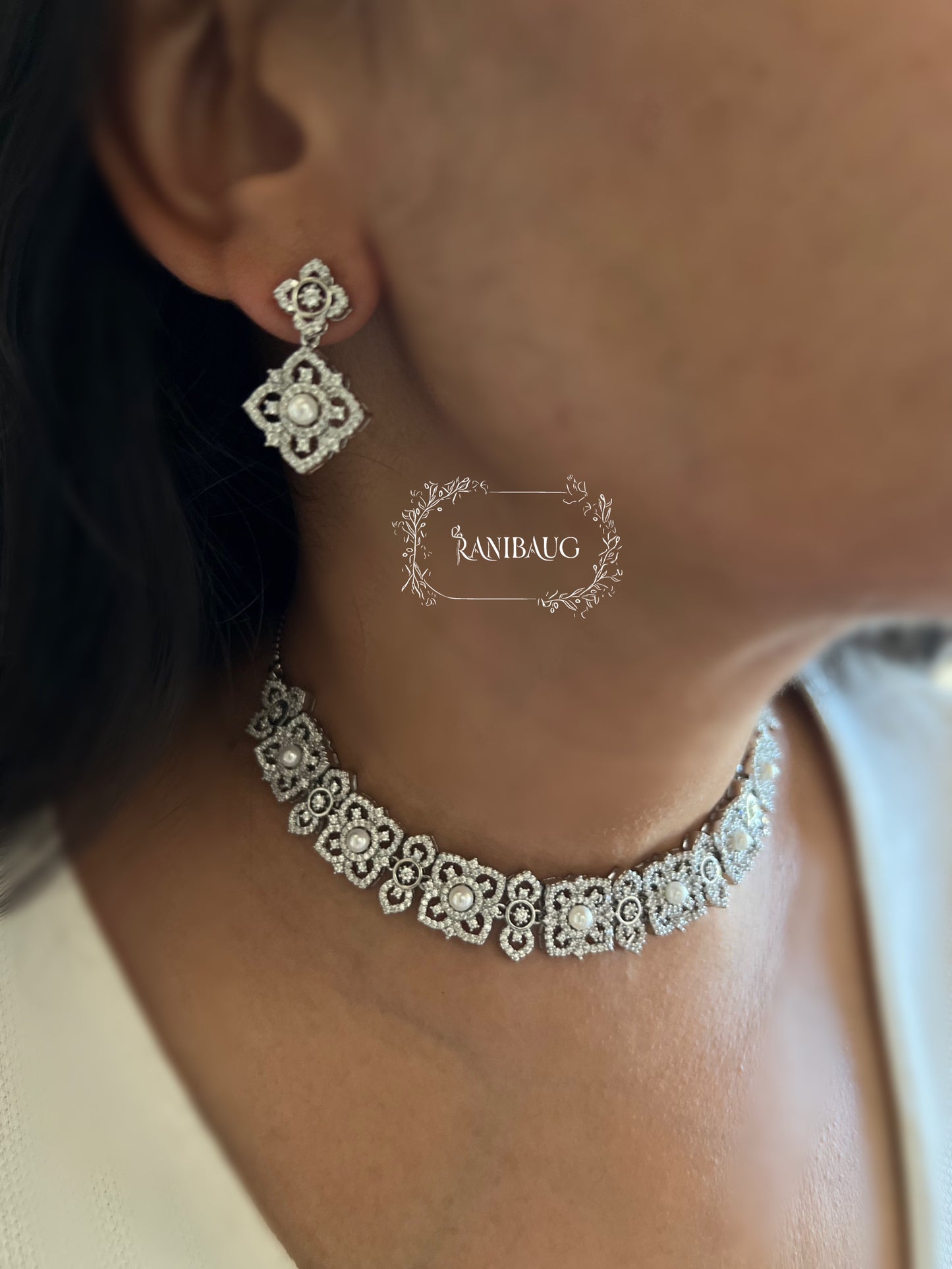 Elara Royal Intricte Diamond Choker Necklace Set By Ranibaug