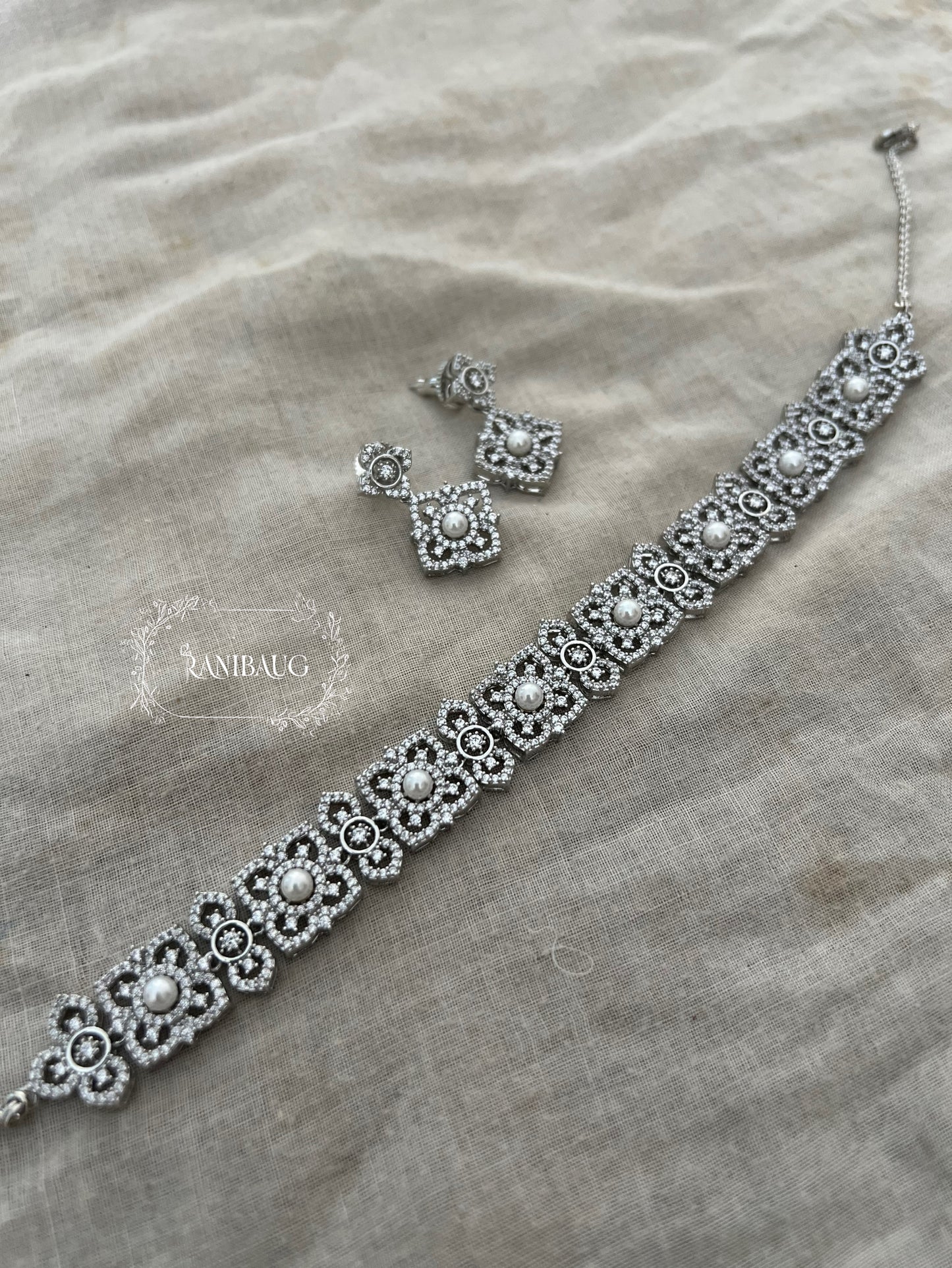 Elara Royal Intricte Diamond Choker Necklace Set By Ranibaug