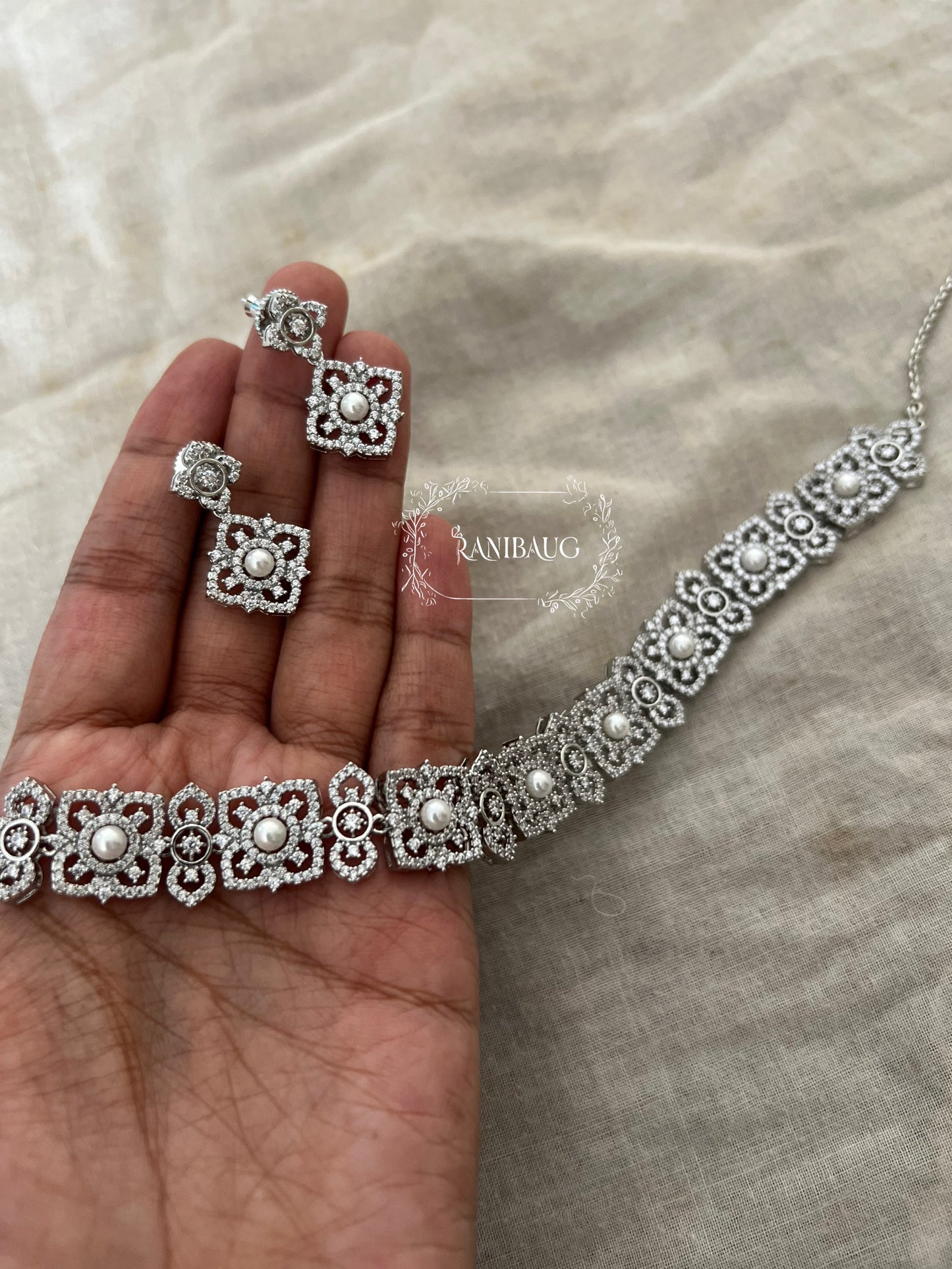 Elara Royal Intricte Diamond Choker Necklace Set By Ranibaug