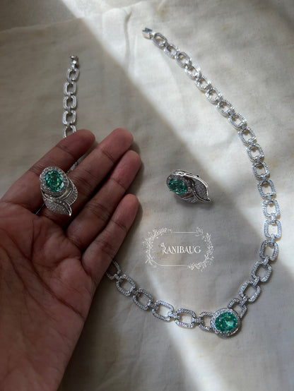 Emerald Royale Diamond Necklace Set By Ranibaug