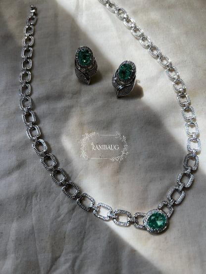 Emerald Royale Diamond Necklace Set By Ranibaug