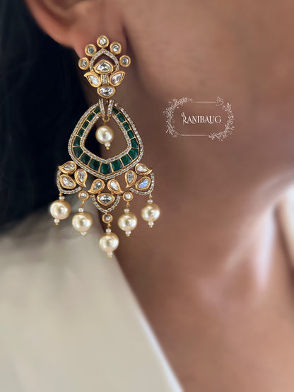 Era Polki Kundan Studded Chandbali Featuring Rich Pearl Accents By Ranibaug
