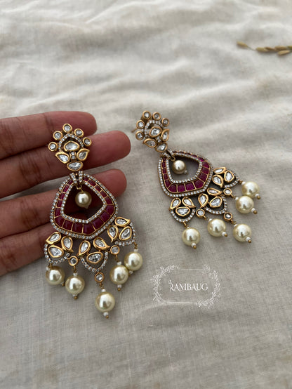 Era Polki Kundan Studded Chandbali Featuring Rich Pearl Accents By Ranibaug