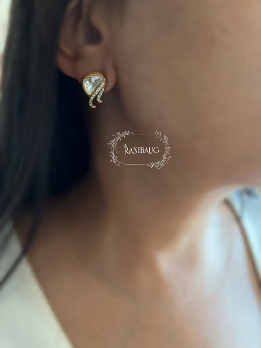 Esvara Kundan Motif Single Stone Ear Studs By Ranibaug