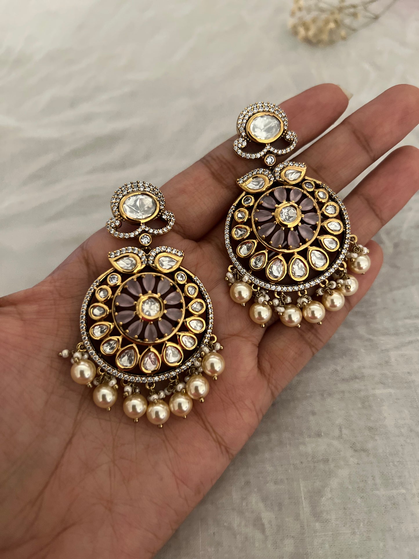 Evara Traditional Kundan Pearl Danglers | Ranibaug