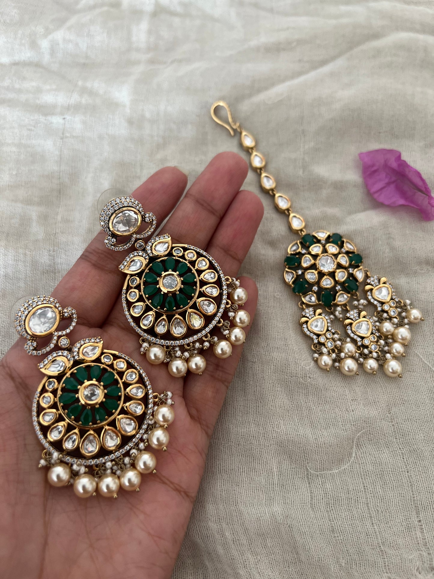 Evara Traditional Kundan Pearl Danglers | Ranibaug