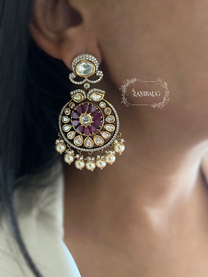 Evara Traditional Kundan Pearl Danglers | Ranibaug