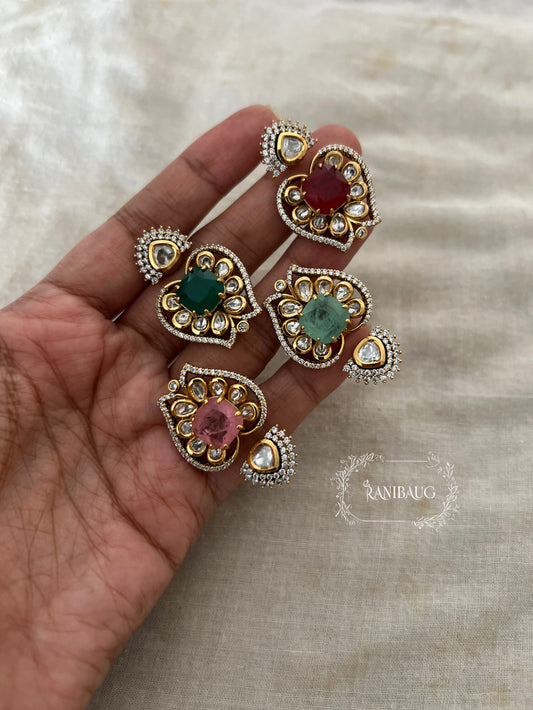 Falguni Royal Heritage Kundan Statement Rings - Multi-Color Gemstone Cocktail Ring Latest Collection By Ranibaug
