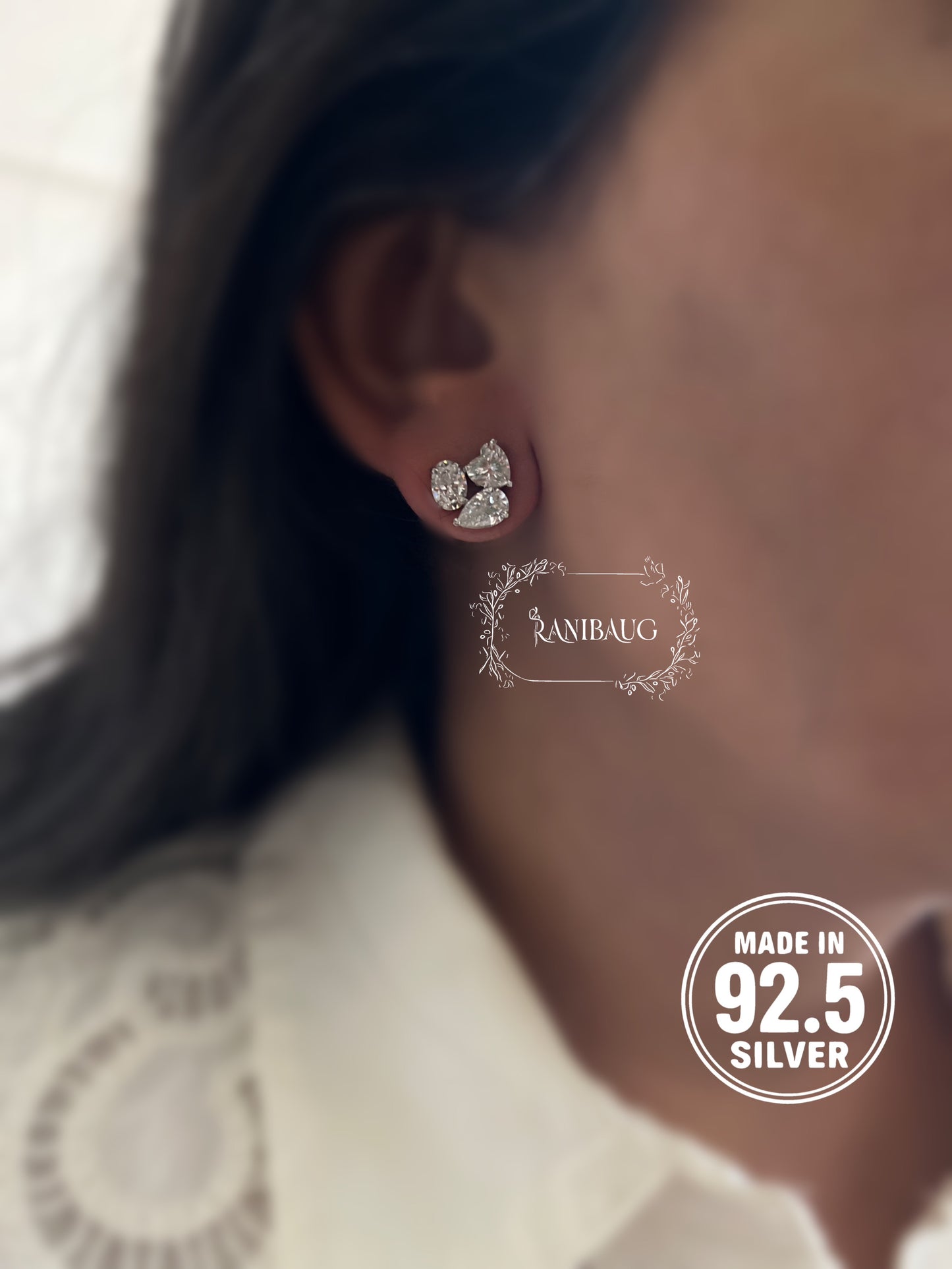 Fiora Trinity Heart Motif Subtle 92.5 Silver Ear Studs By Ranibaug