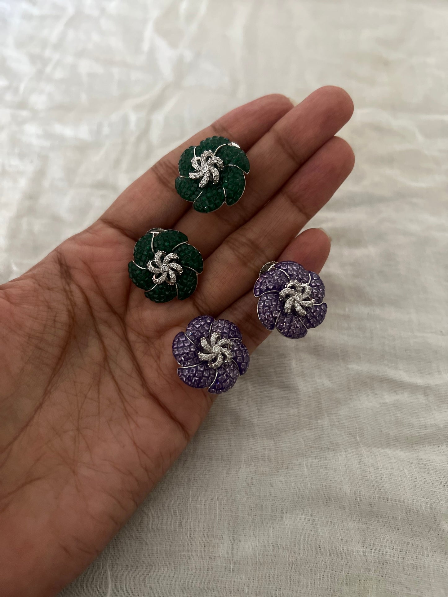 Florenza Floral Diamond Stud Earrings By Ranibaug