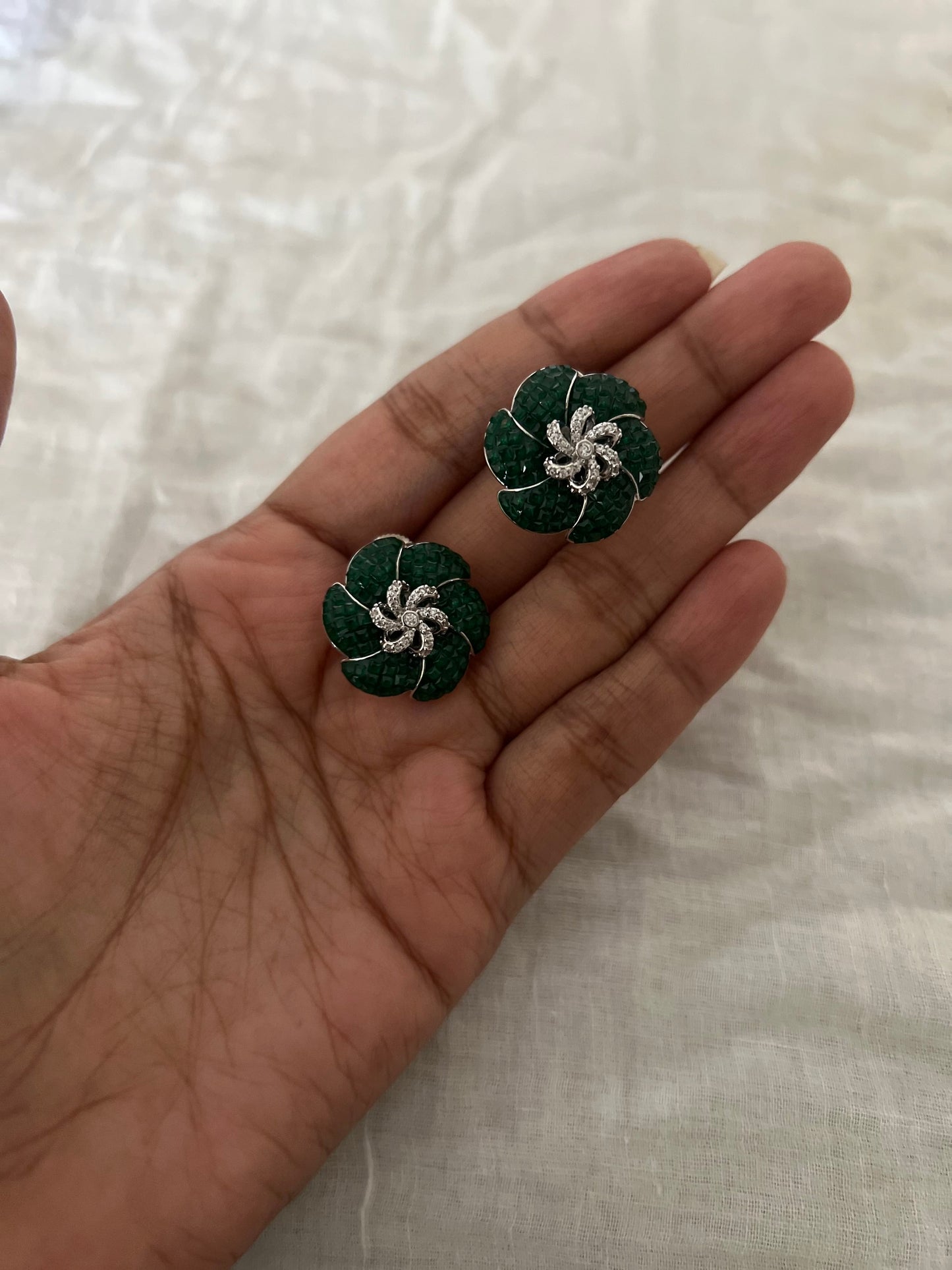 Florenza Floral Diamond Stud Earrings By Ranibaug