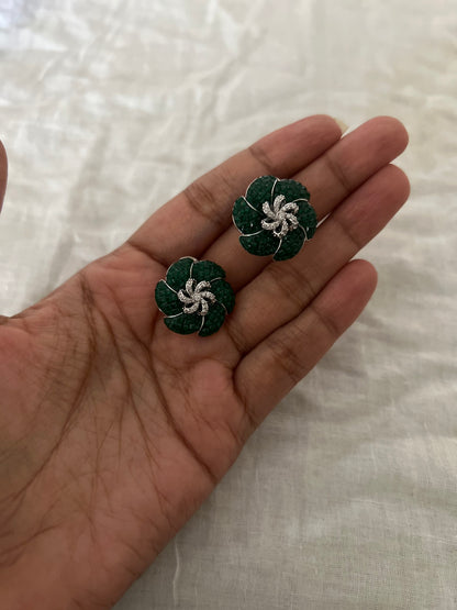 Florenza Floral Diamond Stud Earrings By Ranibaug