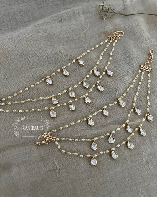 Mihira Gold And Pearl Trendy Hair Chain Jewelry By Ranibaug