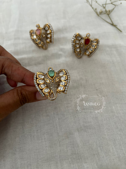 Gajraj Elephant Kundan Motif Designer Festive Ring By Ranibaug