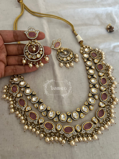 Garima Vintage Luxury Polki Kundan Victorian Finish Jewellery Set With Pearls By Ranibaug