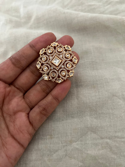 Garvi Princess Ornament Gold Finish Polki Ring By Ranibaug