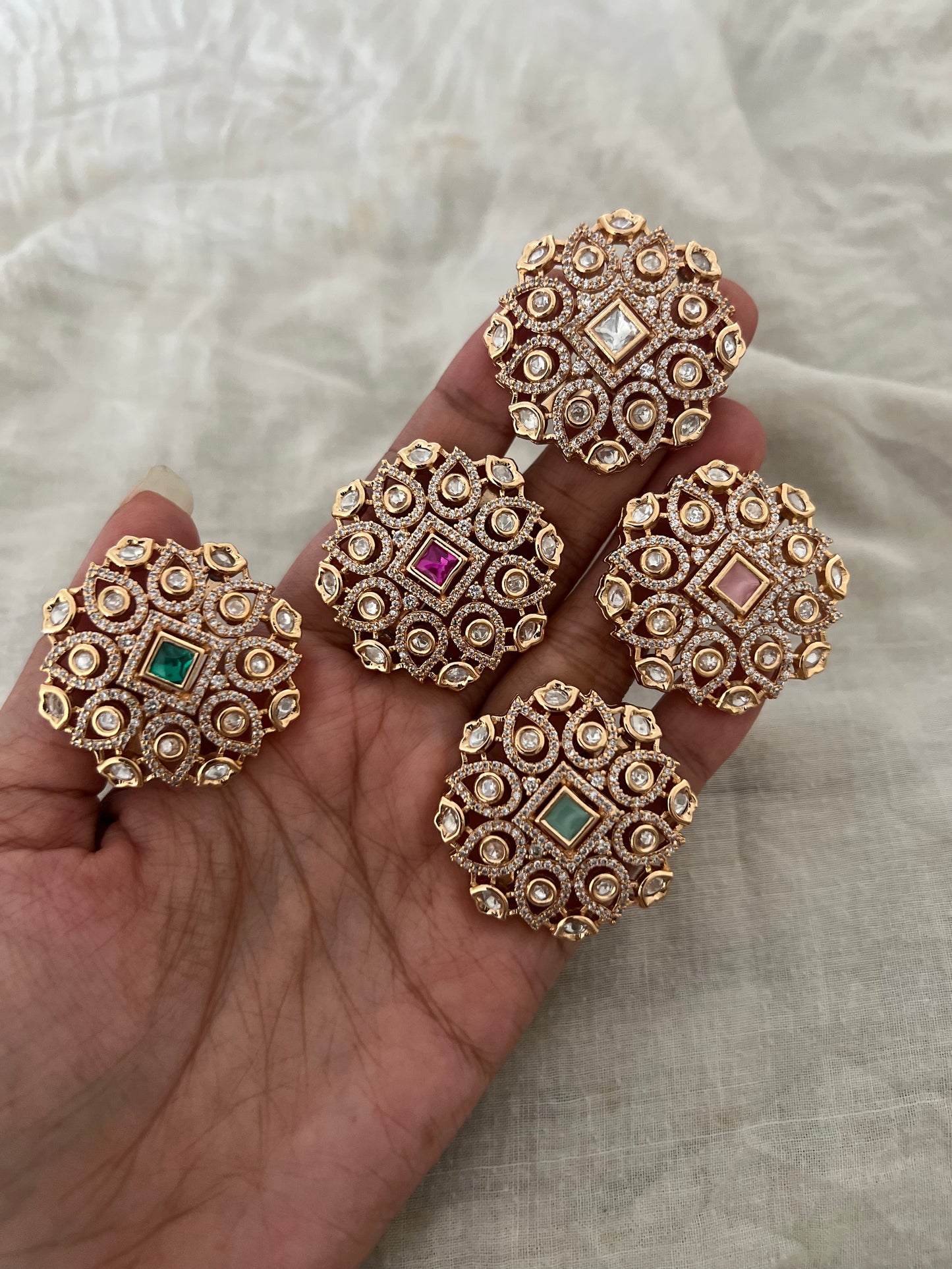 Garvi Princess Ornament Gold Finish Polki Ring By Ranibaug