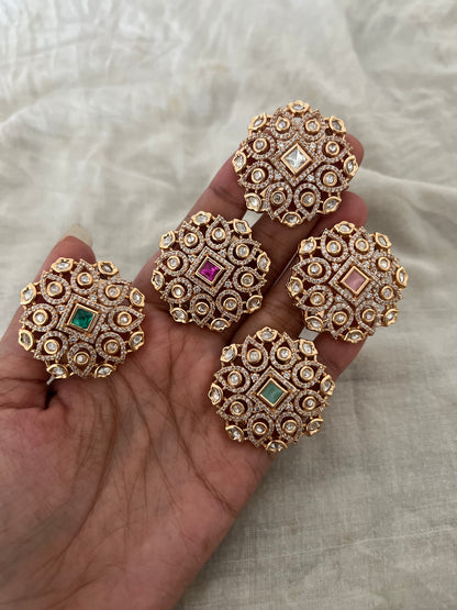 Garvi Princess Ornament Gold Finish Polki Ring By Ranibaug