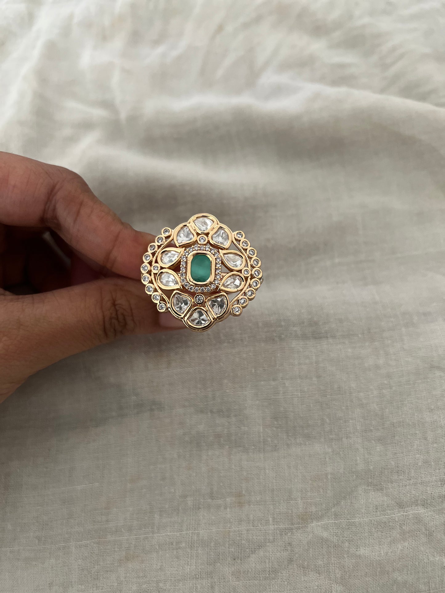 Garvita Indian Designer Gold Plated Kundan Rings By Ranibaug