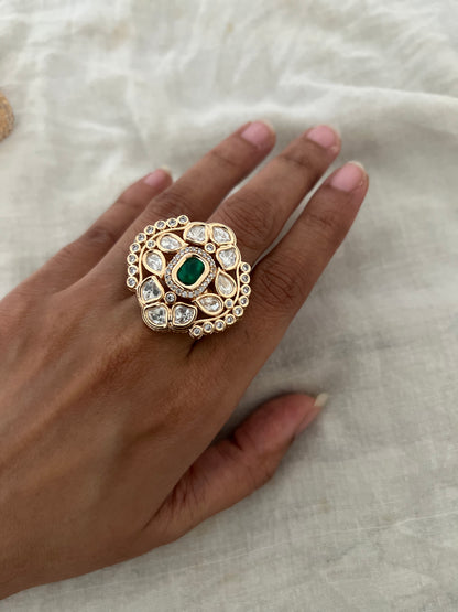 Garvita Indian Designer Gold Plated Kundan Rings By Ranibaug