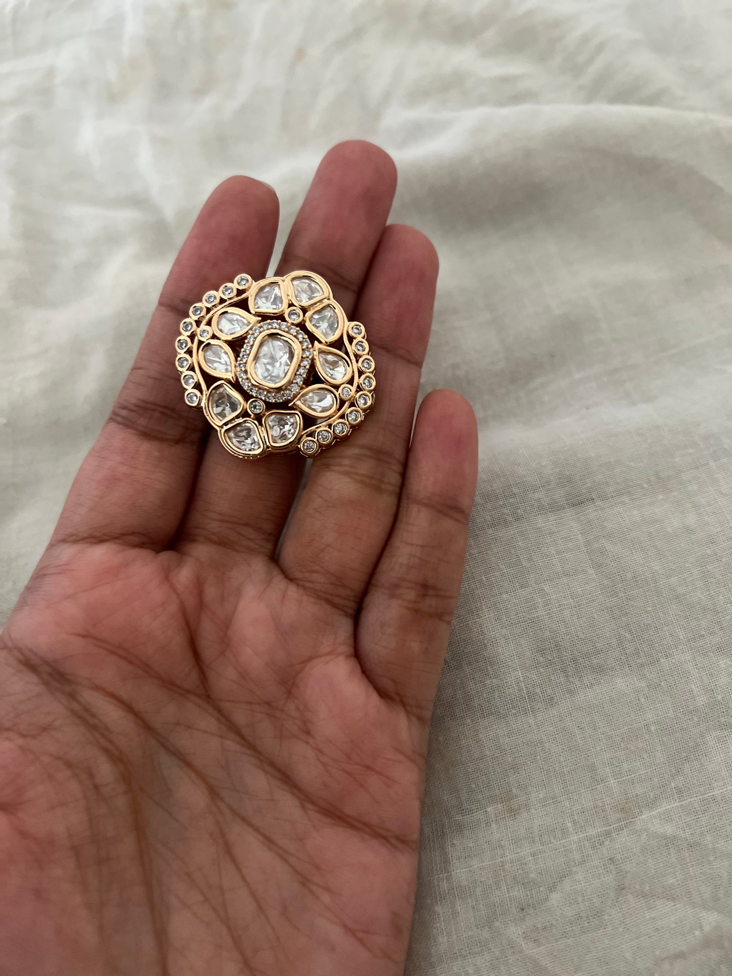 Garvita Indian Designer Gold Plated Kundan Rings By Ranibaug