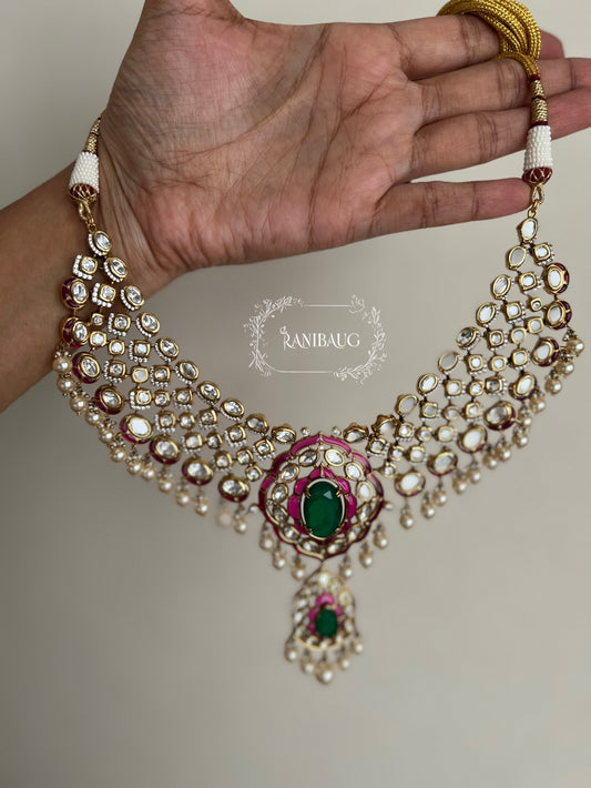 Gauravi Polki Kundan Pearl Heavy Bridal Choker Set By Ranibaug | Wedding Jewellery Set with Maang Tikka Collection 2025 2026